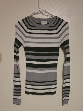 Olive & Oak Striped Knit Top - Gray & Black